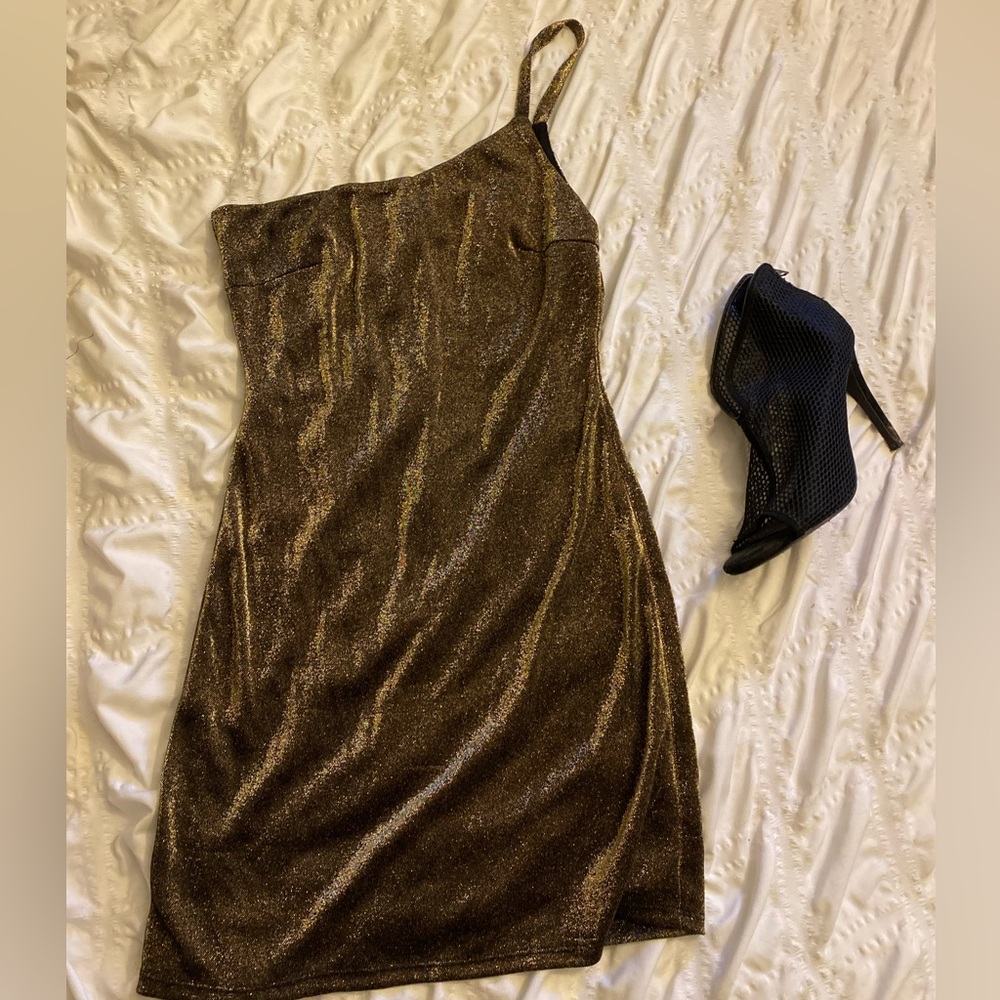 Dress night bright for night , one shoulder .